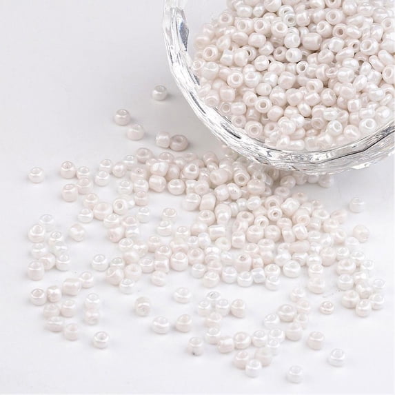 50gs DIY Craft Beads 8/0 Opaque colors Lustered Round Glass Seed Beads White Size: about 3mm in diameter hole:1mm about 1101pcs/50g