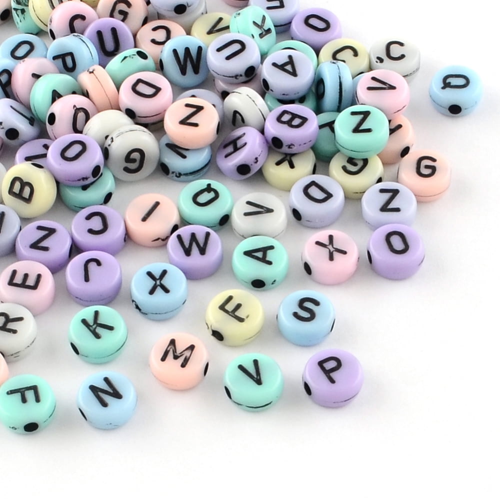 Crafans 50 Pcs Rectangle Acrylic Beads With Words - 12-24mm Black Letter Beads For DIY Jewelry Making