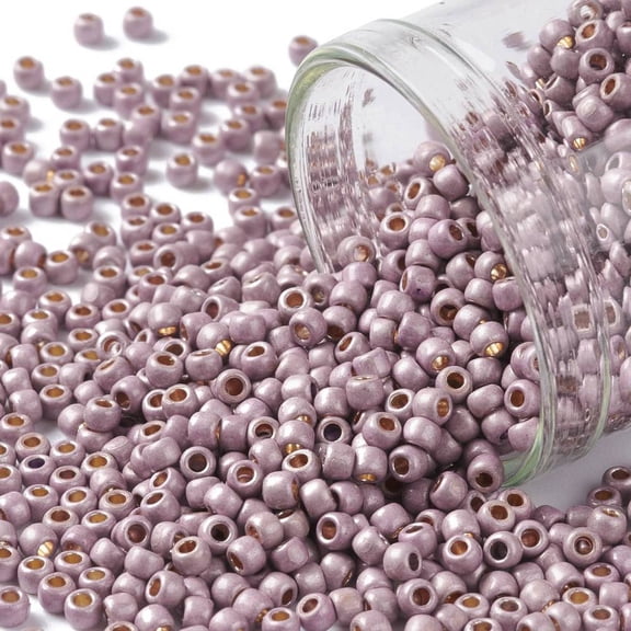 50gs TOHO Round Seed Beads Japanese Seed Beads (PF554F) PermaFinish Lavender Metallic Matte 11/0 2.2mm Hole: 0.8mm about 5555pcs/50g