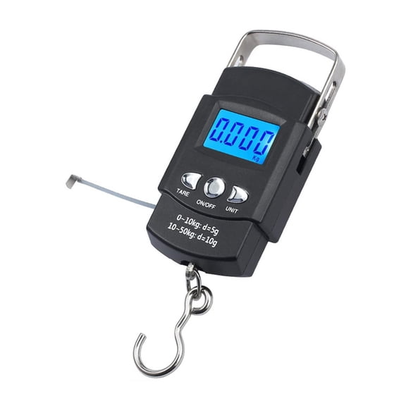 50kg/10g Portable LCD Electronic Hand Scale Travel Hanging Scale with 100cm Long Retractable Measuring Tape