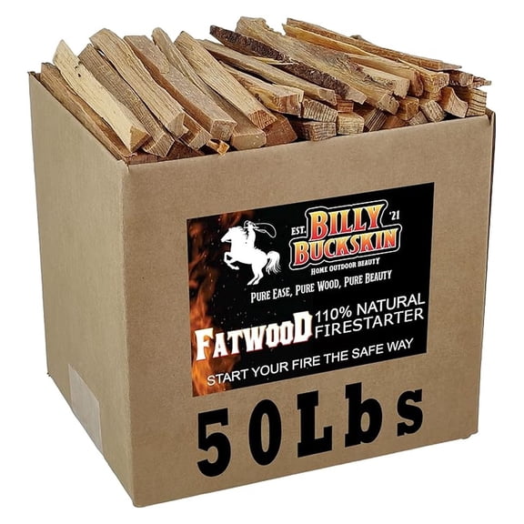 50lb Fatwood Fire Starter Sticks | 100% Natural Fire Starters for , Wood Stoves, Fireplaces & | Easy Start w/Just 2 Sticks Burns in All Weather Conditions by Billy Buckskin (50lb Box)