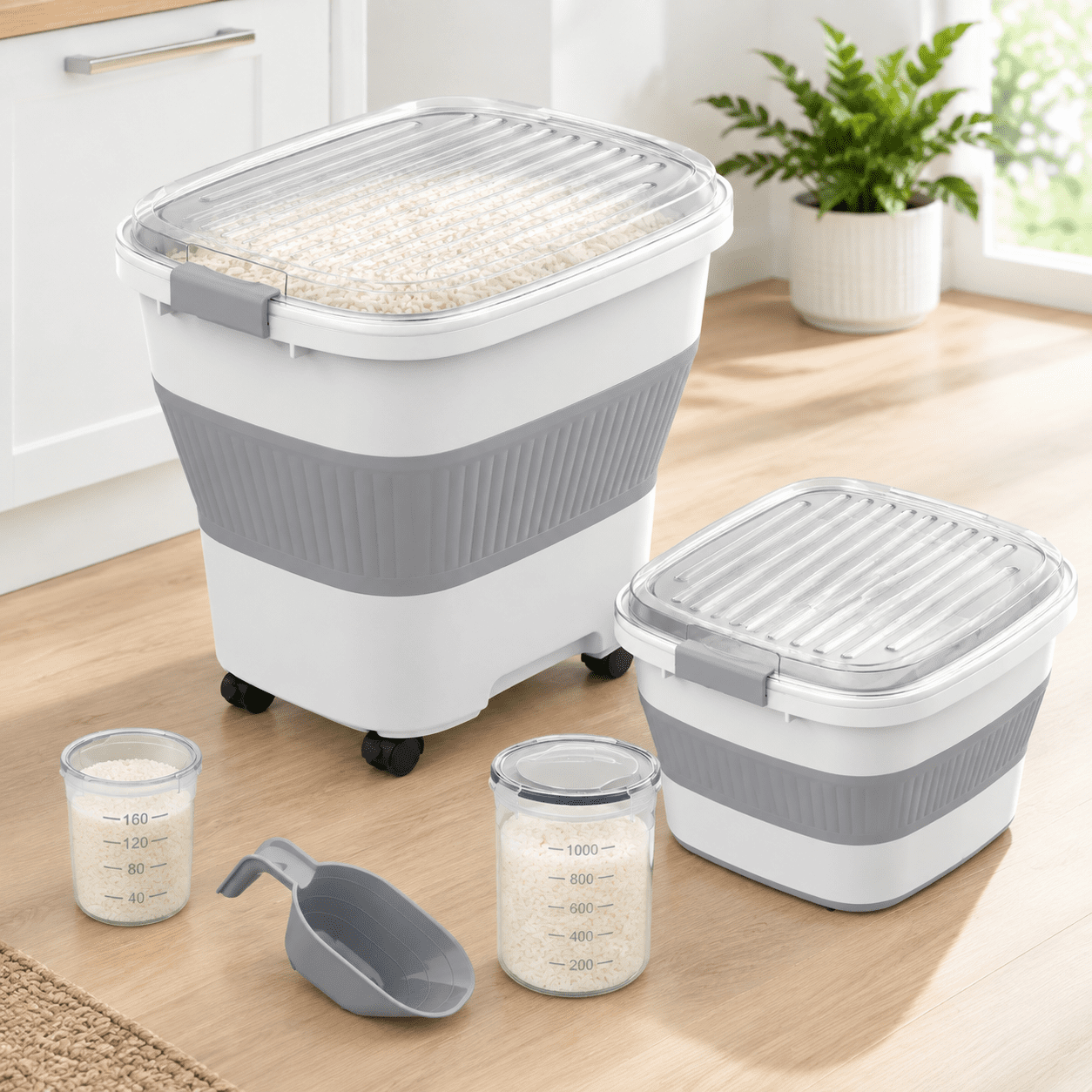 50lbs Collapsible Rice Container Airtight Food Storage - Walmart.com