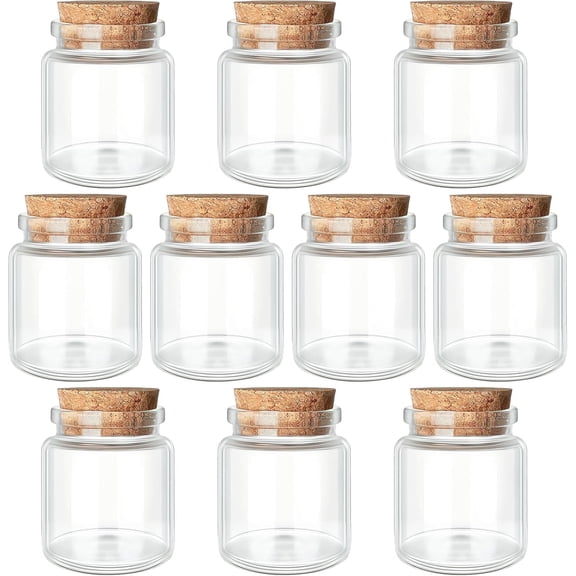 50ml / 1.69 oz. 10pcs Mini Glass Bottles with Cork, Small Glass Jars, Potion Bottles, Glass Vials, Message in a Bottle, Spell Jars with Cork Lids for Display Party Favors DIY Decoration Wedding Gift