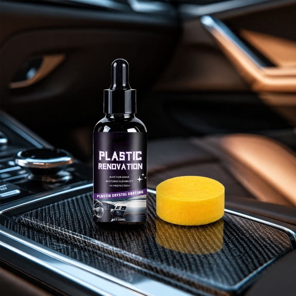 50ml Car Interior Plastic Refurbishment Coating Agent, Black Brightening Restoration Wax Polish, UV Protection Anti Aging Scratch Repair Cleaner For Automotive Plastic Rubber Leather Parts
