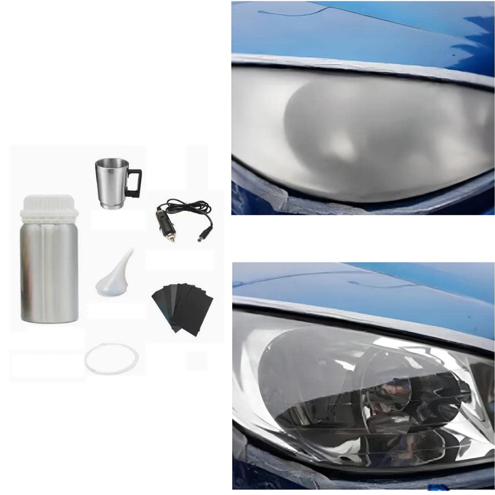 50ml Ceramic Headlight Restoration Kit  High-efficiency Yellow Brightening Agent Coating Maintenance Tool Set - Brings Headlights Back to New Condition - No Power Tools Required