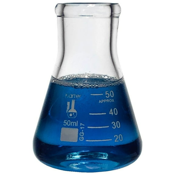 50ml Flask, Narrow Mouth Erlenmeyer, Borosilicate 3.3 Glass, Karter Scientific 213G26 (Single)