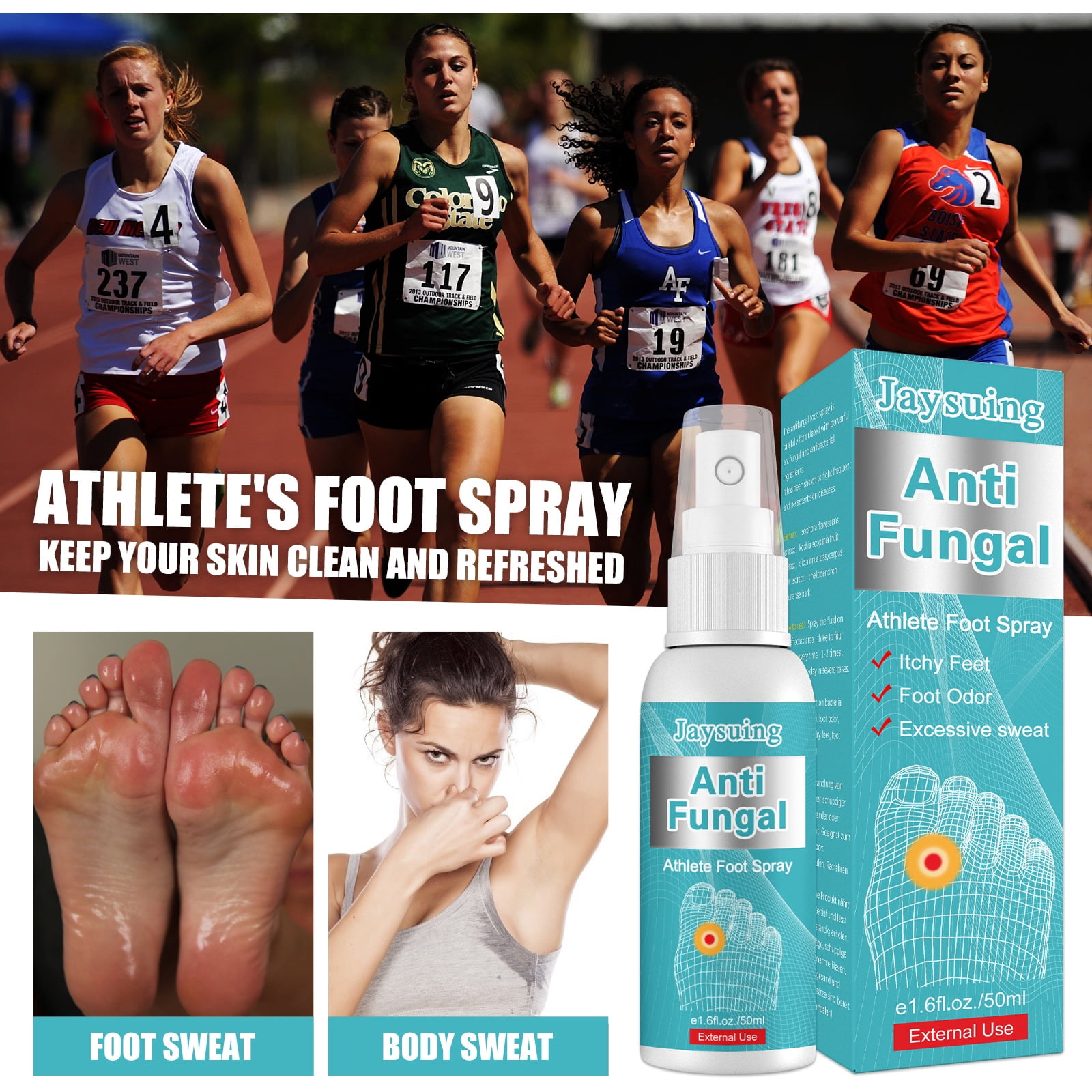 50ml Foot Deodorant Spray for Athlete to Improve Smelly Feet, Sweaty