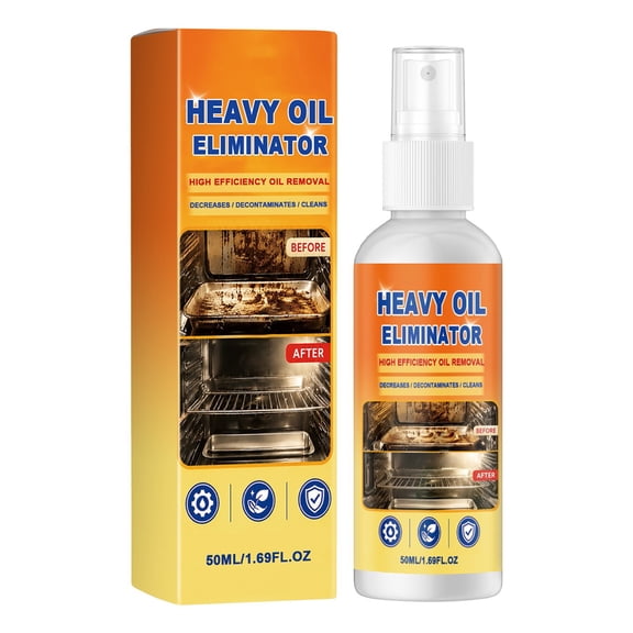 50ml Heavy Oil Eliminator Kitchen Degreaser Spray, Multi-Functional Multi-Surface Grease Cleaner and Oil Stain Remover for Stove, Range Hood, Oven Rack, Grill Griddle, Cooktop, 1Pc(Orange,4.5x1.3")