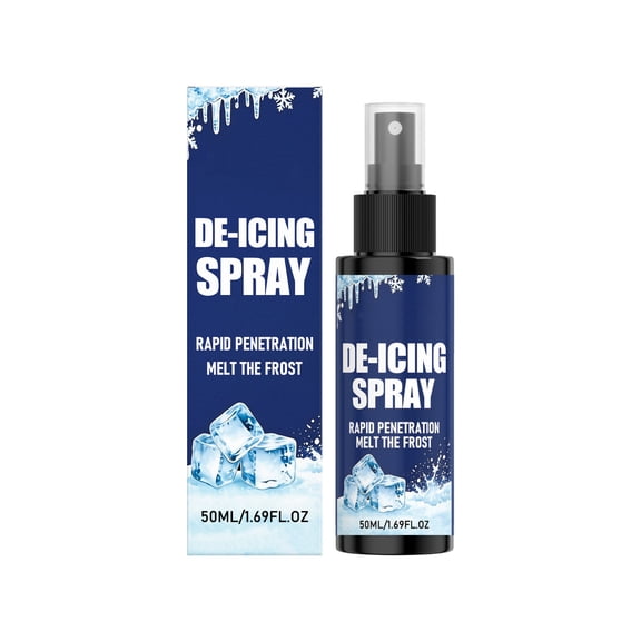 50ml Ice Melt Spray for Windshield and Freezer, Fast Acting Defroster for Car Windows, Refrigerator, Glass and Hard Surfaces, Safe Ice Remover Spray, No Scrape Formula