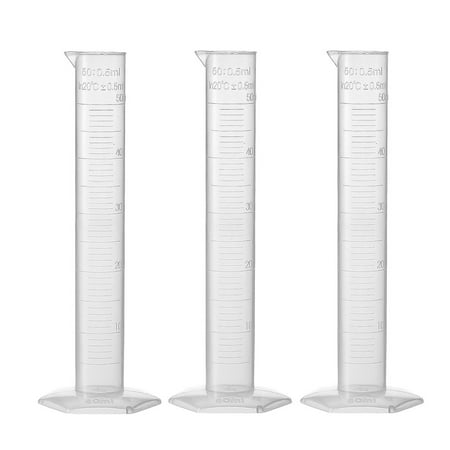 50ml Laboratory Measurements Clear White Plastic Graduated Cylinder 3 Pcs