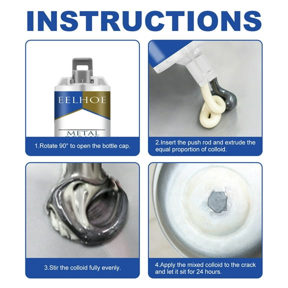 50ml Metal Repair Epoxy Glue A&B Formula Heat Resistance up to 150C for Cracks Casting defects Concrete Strong Bond