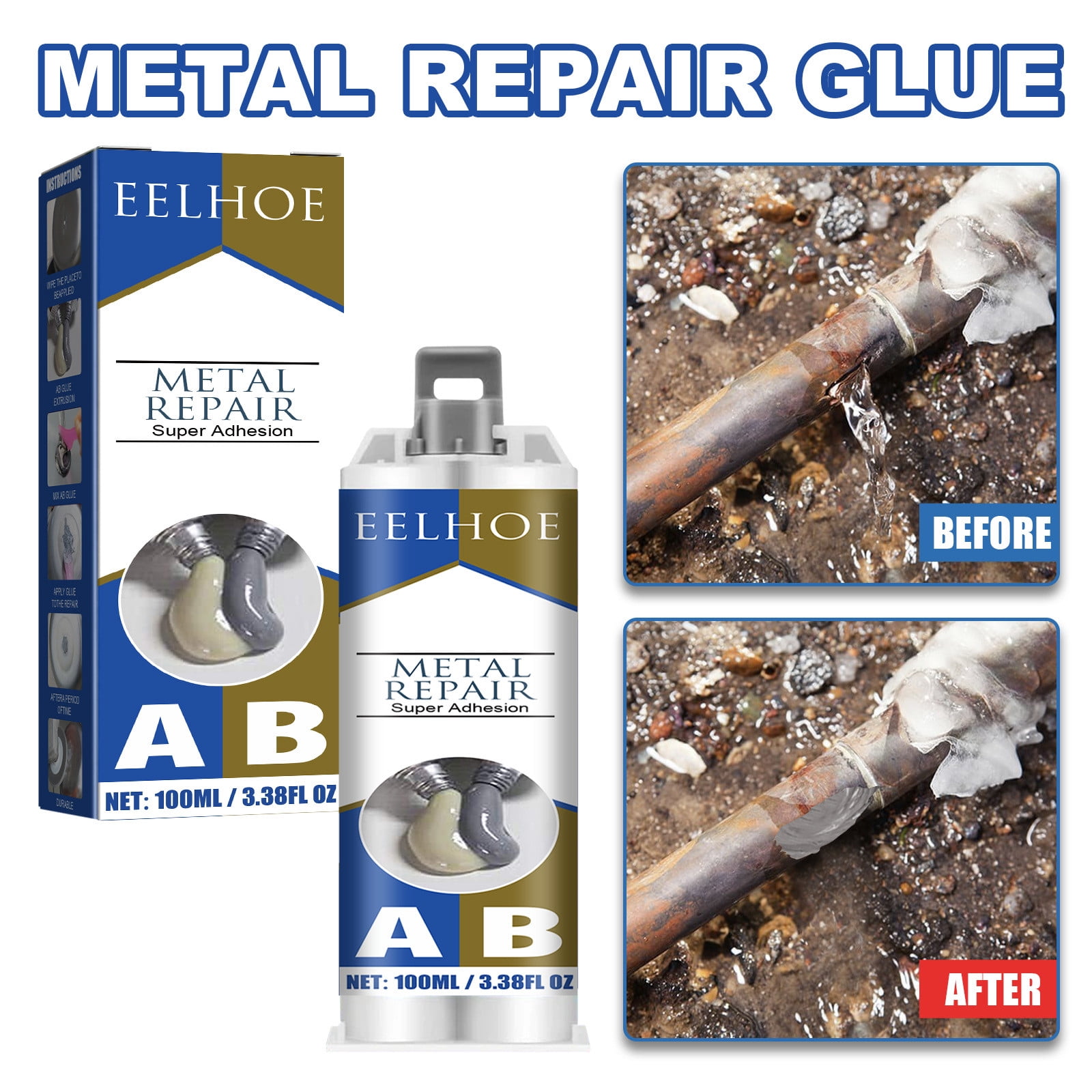50ml Metal Repair Glue (A&B),NEW Industrial Heat Resistance Cold Weld
