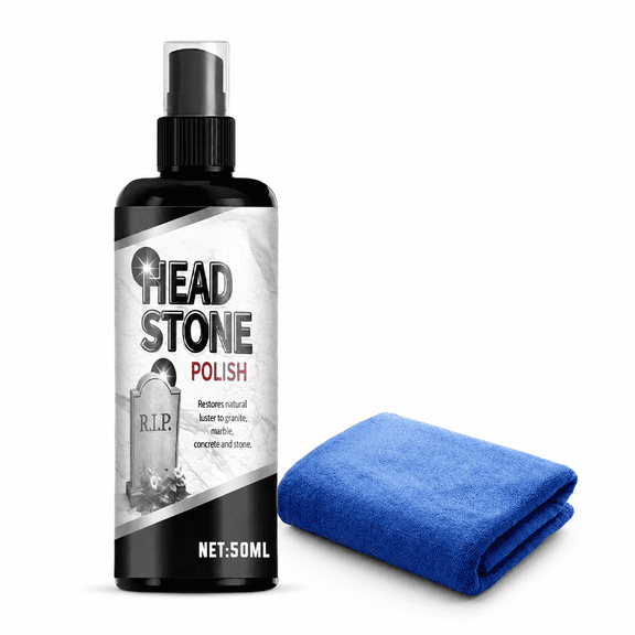 50ml Stone Memorial Polisher Set, Monument Surface Cleaner and Restorer with Soft Cleaning Towel