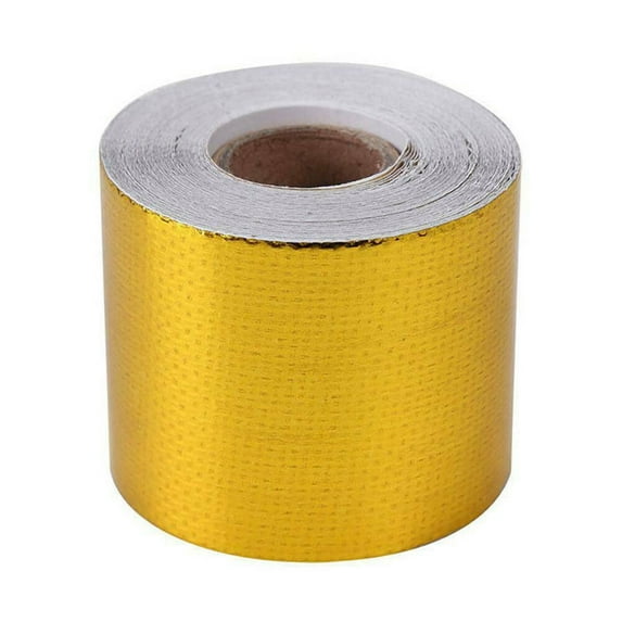 50mm 10M Reflective High Temperature Gold Roll Adhesive Heat Shield Wrap Aluminum Foil Tape Gadgets Auto Exhaust Pipe Decor Band Heat Shield Package