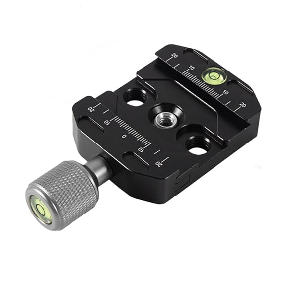 50mm Aluminum Tripod Quick Release Plate Clamp Adapter for DSLR Cameras Arca-Swiss Compatible, 1/4" & 3/8" Thread Mount, Lightweight Black Alloy