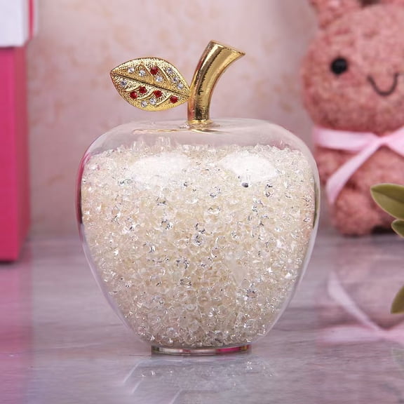 50mm Crystal Apple Figurine Paperweight, Glass Apple Collectible with Ornament for Home Table Decor ChristmasWhite