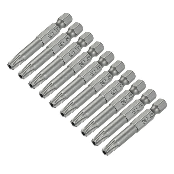 50mm Long 1/4" Hex Shank T30 Torx Security Star Screwdriver Bits S2 High Alloy Steel 10 pcs