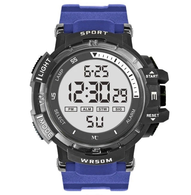 50mm Montres Carlo Men's Military Silicone Band Quartz Sports LED ...