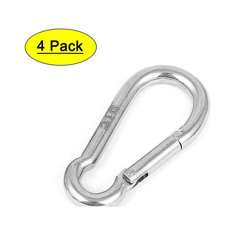 50mm x 25mm x 5mm 316 Stainless Steel Spring Carabiner Snap Hooks 4PCS 