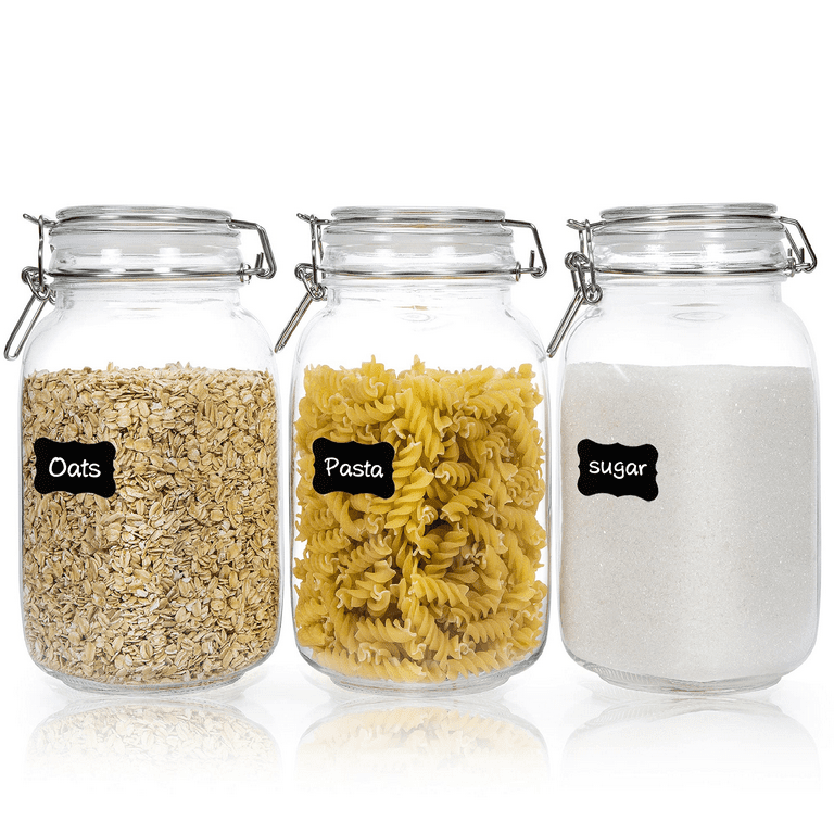 Glass Food Storage Jars with Airtight Lids - 4 Pack Square Mason
