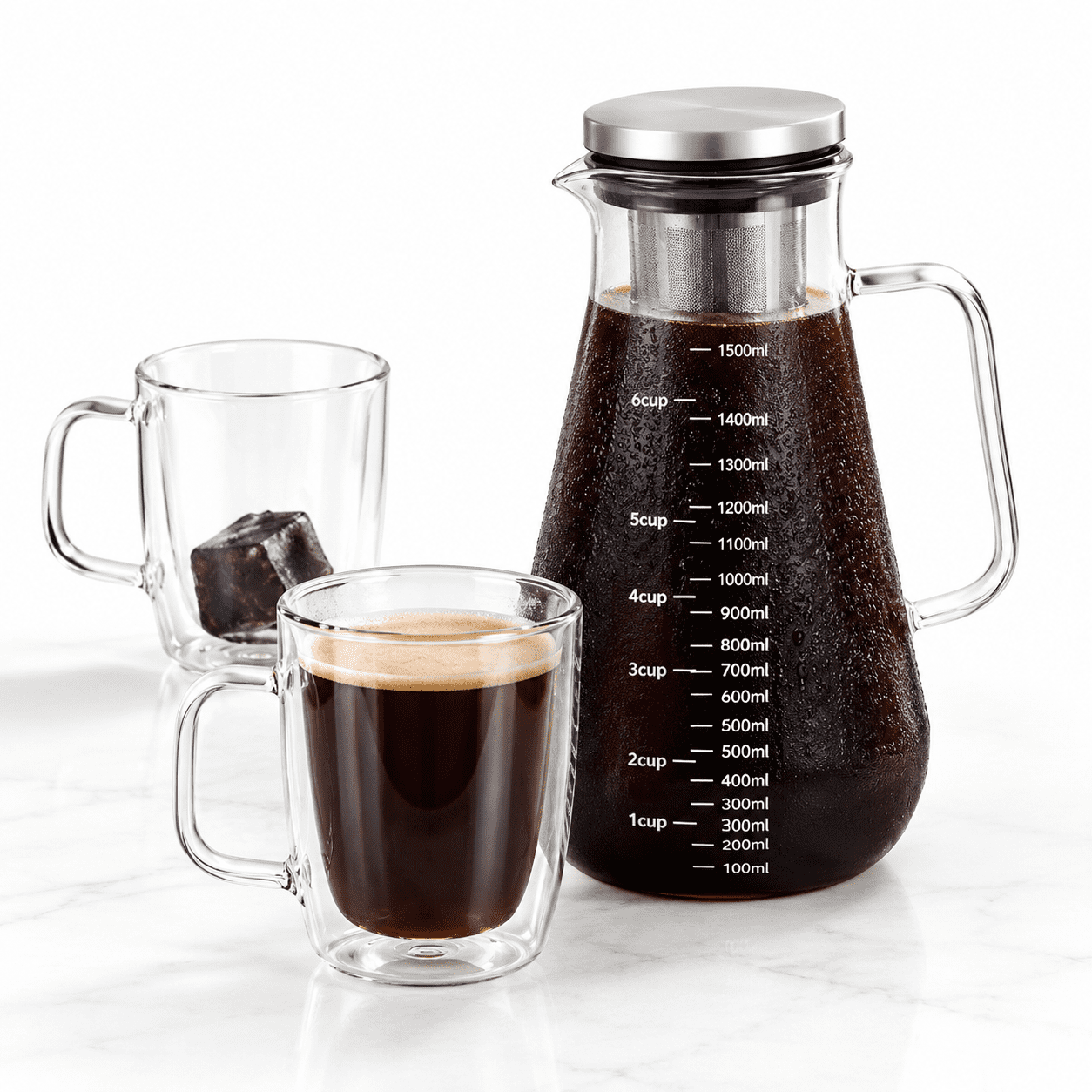 50oz Cold Brew Coffee Maker Set with Stainless Steel Infuser and ...