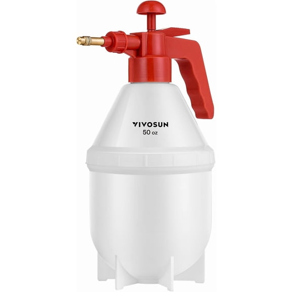 50oz Handheld Pump Sprayer with Adjustable Brass Nozzle Red