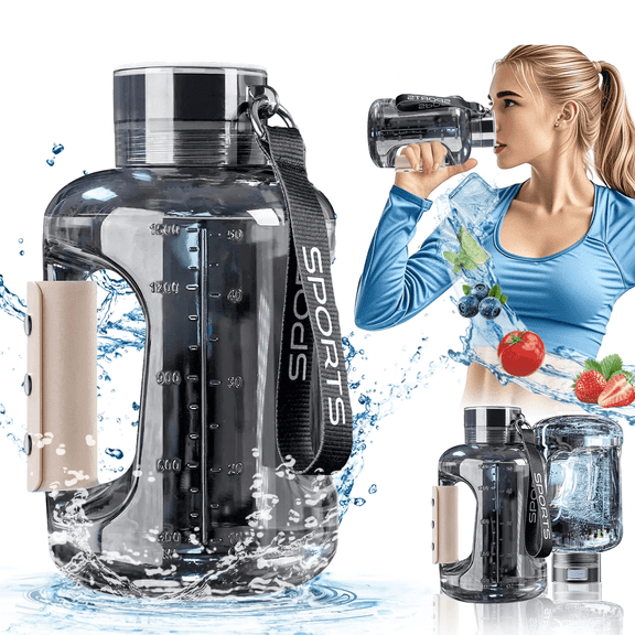 Vidonio 1.5L Hydrogen Water Bottle, 1600 PPB Portable Hydrogen Water Generator with Handle and Strap, Leak-Proof, Black