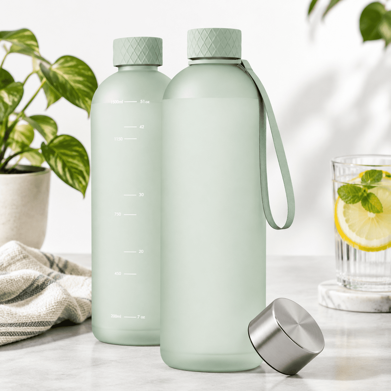 50oz Light Green Tritan Water Bottle, Lightweight Shatterproof Design ...
