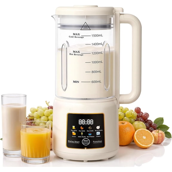 50oz Nut Milk Maker Machine, 8 in 1 Soy Milk Maker with 12 | No Soak/Delay Start/Keep Warm/Self-Clean for Homemade Almond/Soy/Oat Milk, Juice, -Based Dairy Free for Family & Party