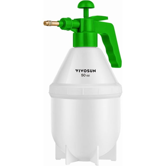 50oz Pump Sprayer, Handheld Garden Water Sprayer Bottle with Adjustable Brass Nozzle, for Spraying Plants, Flowers, Weeds and Cleaning, Green