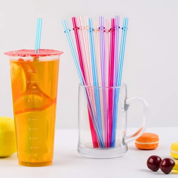 Vosarea PP Material Threaded Straws Assorted Color 25Set 9.06 x 0.28 x 0.28 In