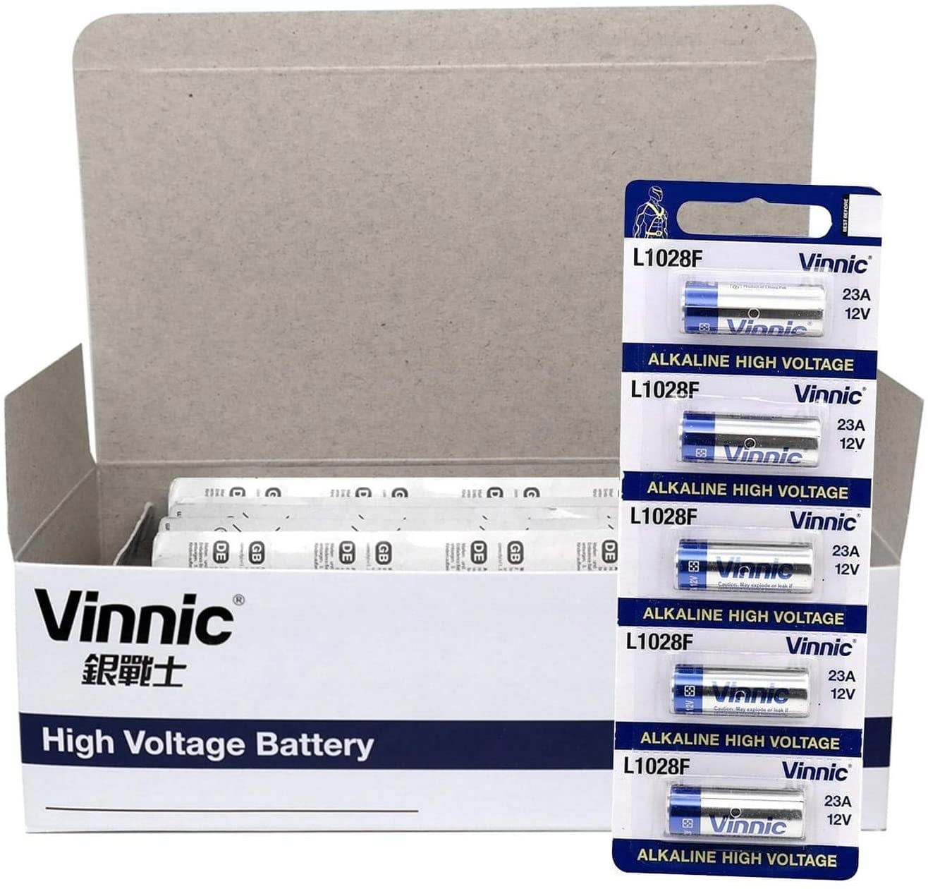 Vinnic 5pk L1028 Alkaline 12V Batteries GP23A, MN21, A23, LRVO8
