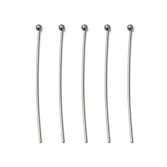 50pc Tarnish Resistant 304 Stainless Steel Ball Head Pins Stainless Steel Color 35x0.7mm 21 Gauge Head: 1.9mm