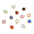 thumbnail image 1 of 50pc 304 Stainless Steel Charms with Acrylic Rhinestone Birthstone Charms Faceted Flat Round Golden Mixed Color 10x8x4mm Hole: 1.3mm, 1 of 3