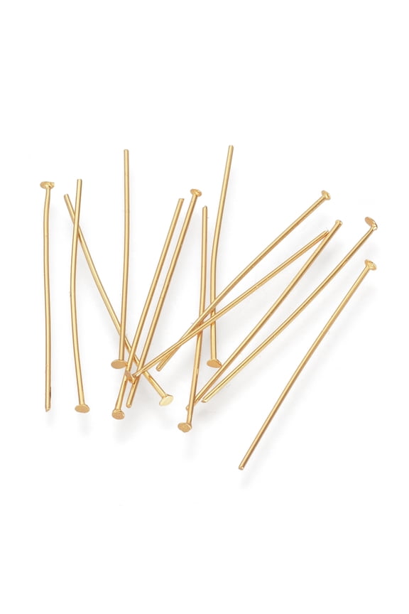 50pc 304 Stainless Steel Flat Head Pins Real 16K Gold Plated 25x0.7mm Head: 1.5mm