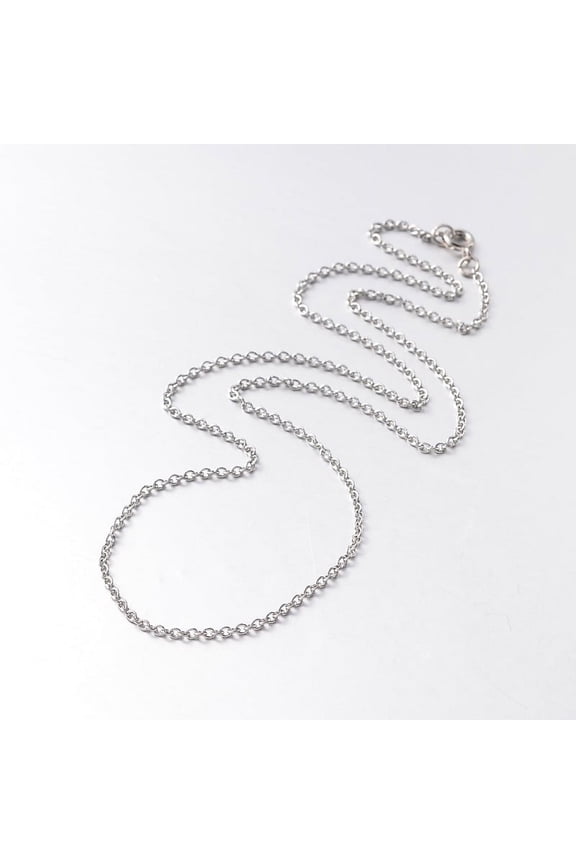 50pc 316 Surgical Stainless Steel Cable Chain Necklaces with Brass Spring Ring Clasps Stainless Steel Color