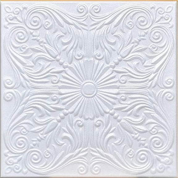 50pc of Astana White (20"x20" Foam) Ceiling Tiles - Covers About 135sqft - Styrofoam Ceiling Tile for Glue up Application$$Home Decor, Kitchen, & Other