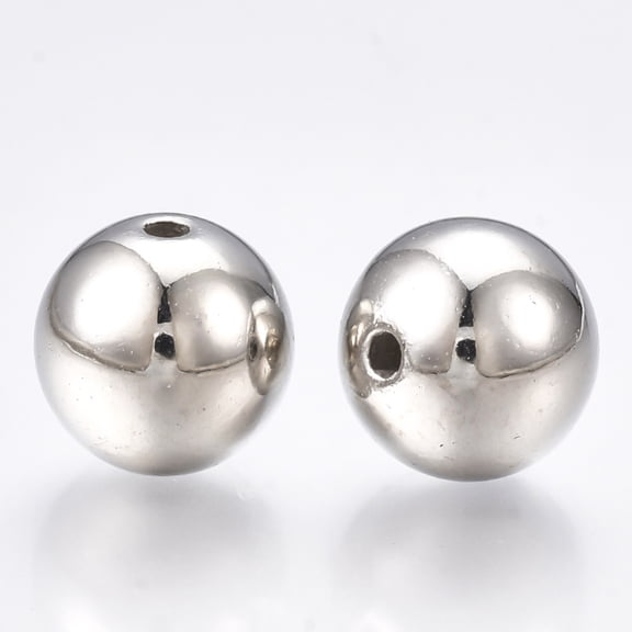 50pc CCB Plastic Beads Round Platinum 10x9.5mm Hole: 1.5~2mm