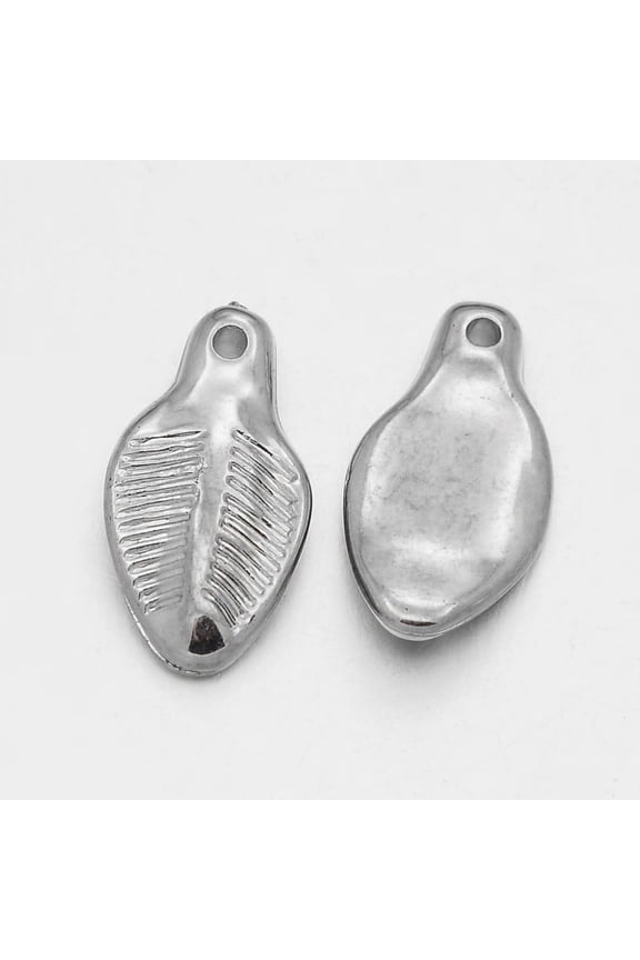 50pc CCB Plastic Leaf Pendants Platinum 22x12x3mm Hole: 1mm