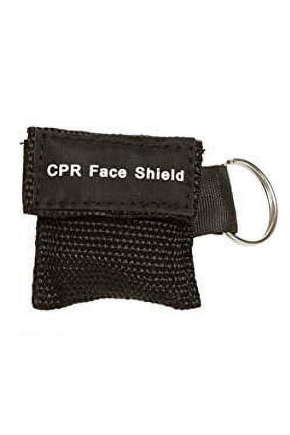 50pc CPR Mask Keychain Emergency Kit CPR Face Shields for First Aid AED Training Child and Adult CPR Pocket Mask Breathing Barrier Bulk (Black)