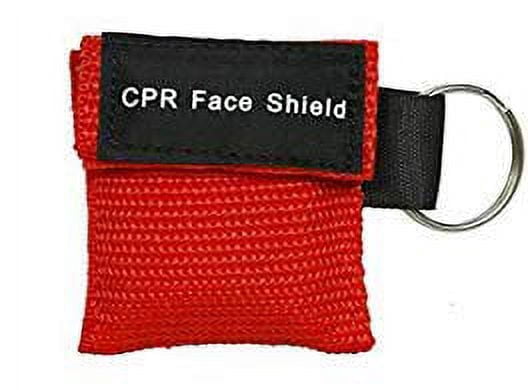 50pc CPR Mask Keychain Emergency Kit CPR Face Shields for First Aid AED Training Child and Adult CPR Pocket Mask Breathing Barrier Bulk (Red)