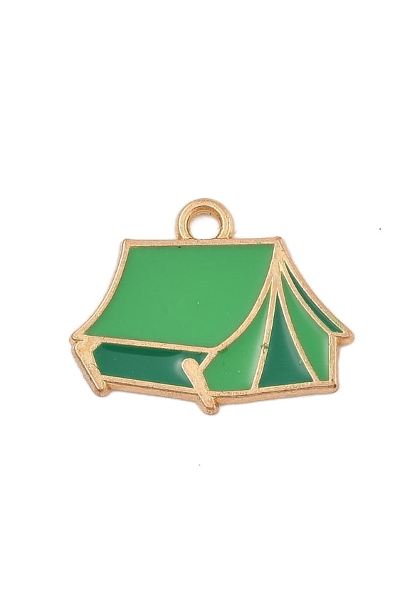 50pc Camping Equipment Series Alloy Enamel Pendants Golden Tent 16x20.5x1mm Hole: 2mm