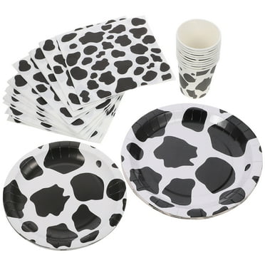 50pc Cow Party Supplies Set - Plates, Cups, Napkins for Birthday or Shower Decor