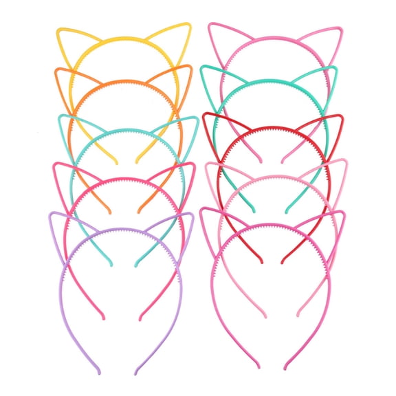 50pc Cute Cat Ear Plastic Hair Bands Hair Accessories for Girls Random Single Color or Random Mixed Color 165x145x6mm