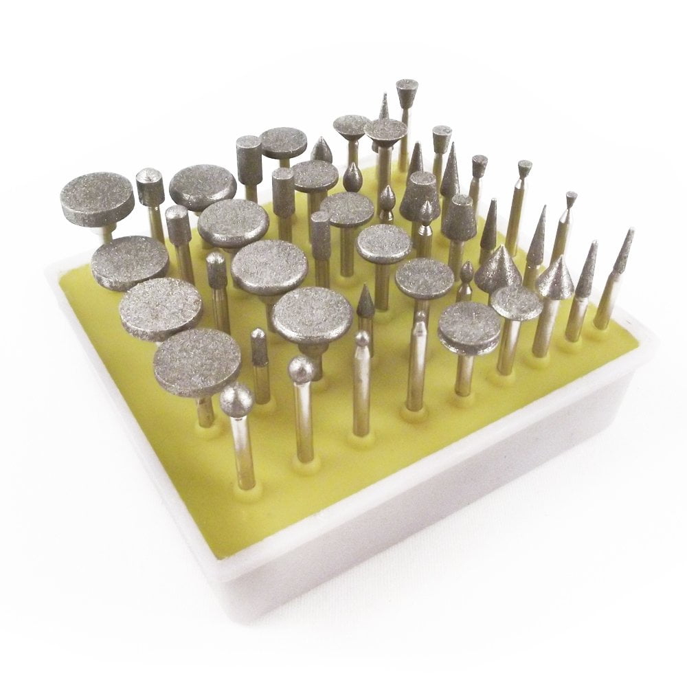 50 PC 1/8" Shank Diamond File Burr Set for Dremel Rotary Tool Cone Point Round