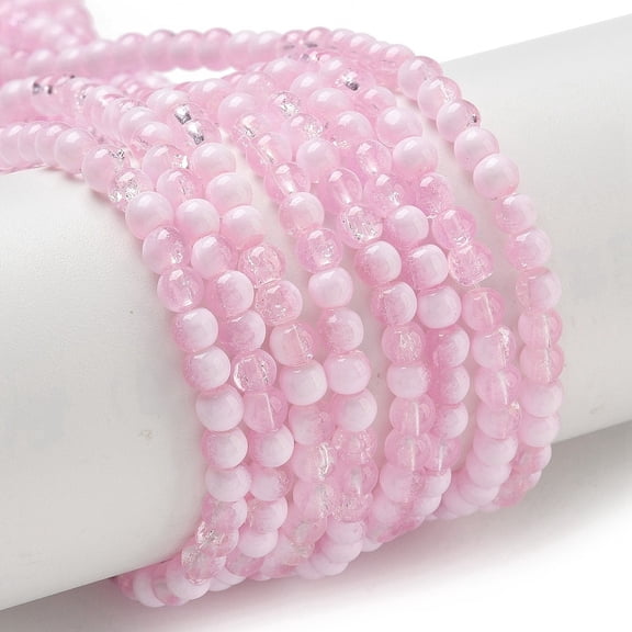 50pc Glass Beads Rondelle Flamingo 4.5mm Hole: 0.7mm