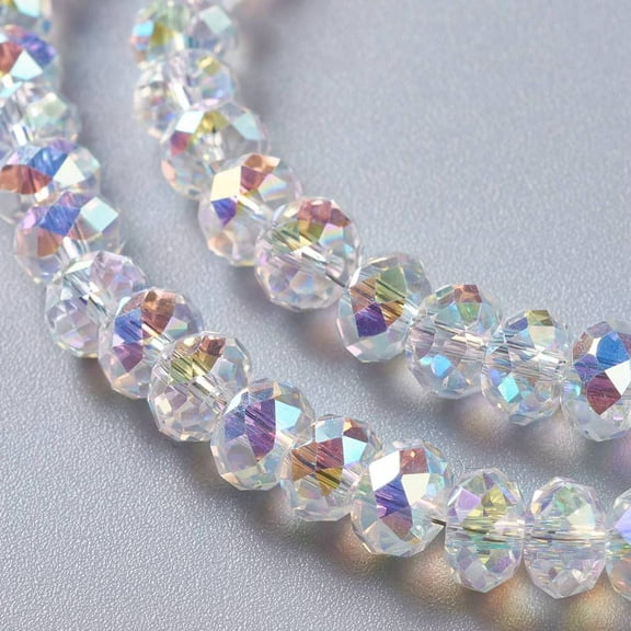 50pc Glass Imitation Austrian Crystal Beads Faceted Rondelle Clear AB 6x4mm Hole: 1.2mm DIY