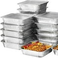 thumbnail image 1 of 50pc Half-Size 9" x 13" Aluminum Deep Disposable Pans with Lids Regular Weight, 1 of 4