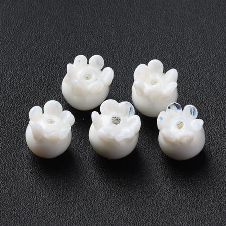 50pc Handmade Bumpy Lampwork Beads Jellyfish White 8~9x8mm Hole: 1~1.5mm