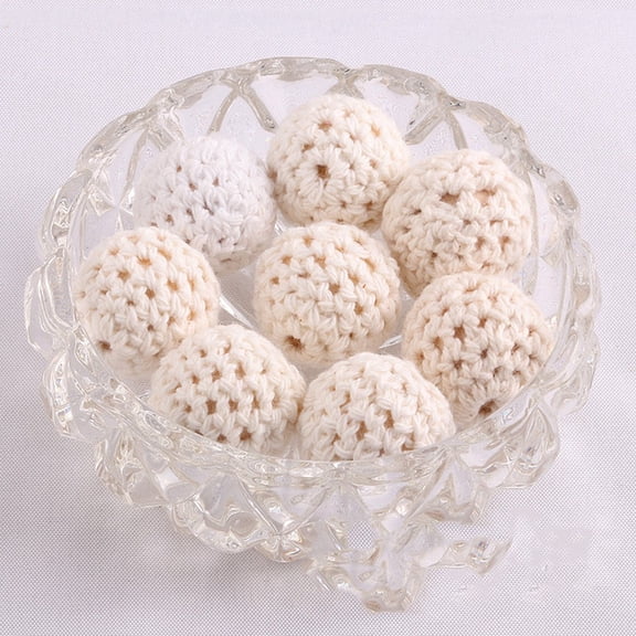 50pc Handmade Woolen Macrame Wooden Pom Pom Ball Beads for Baby Teether Jewelry Beads DIY Necklace Bracelet Old Lace 16mm